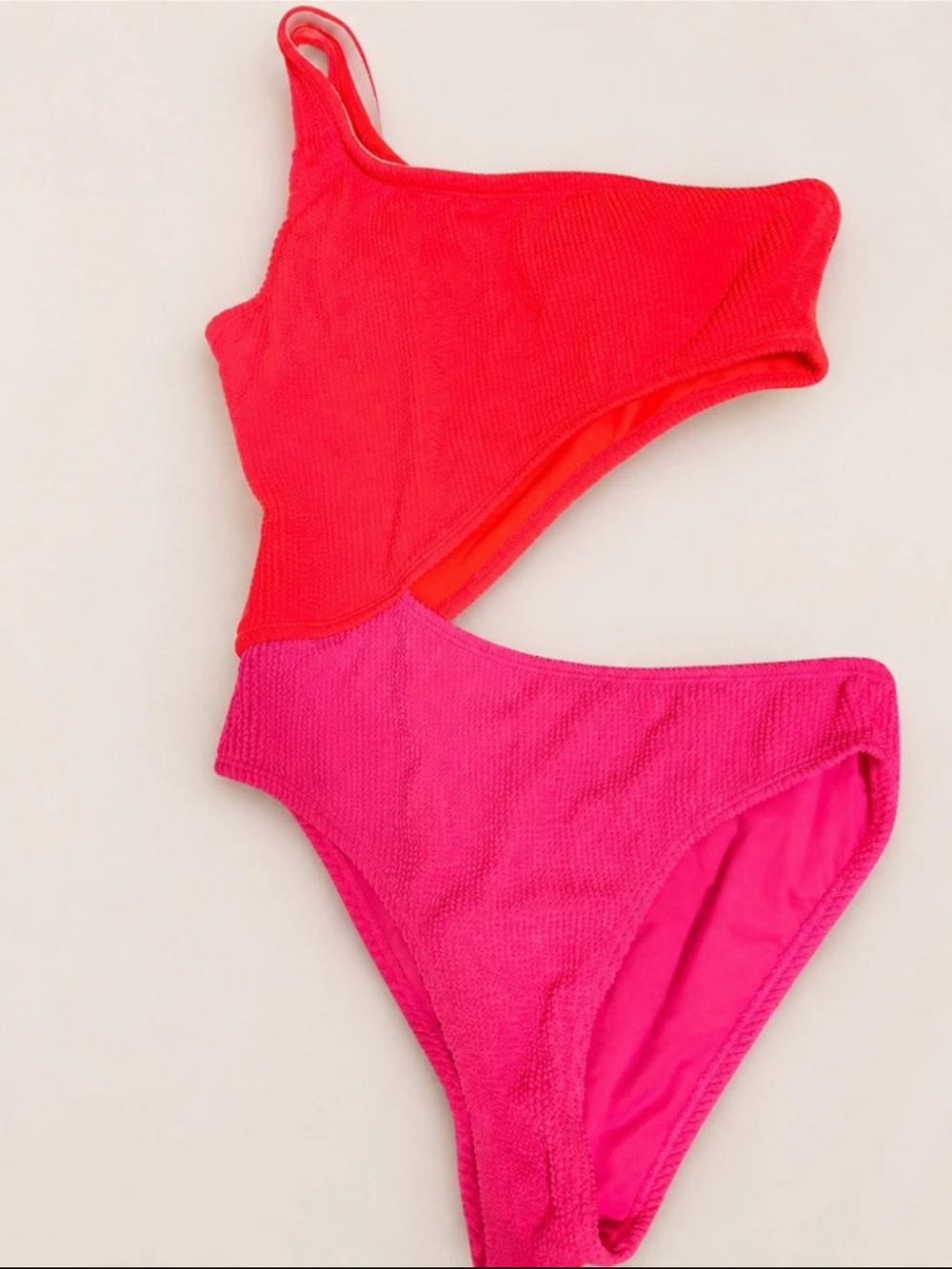 One-Piece Cutout Swimsuit in Red & Pink